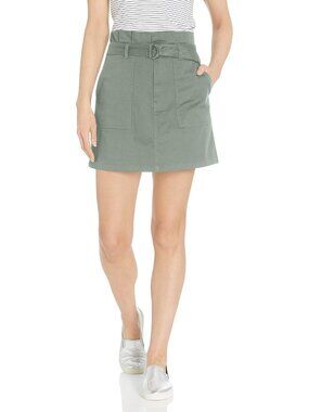 Volcom Eco‑Tru Repreve Paperbag Waist Mini Skirt – Green, Belted, Boho Style